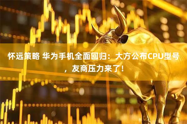 怀远策略 华为手机全面回归：大方公布CPU型号，友商压力来了！